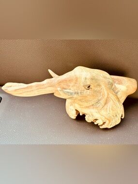 Vintage Hand Carved Wood Elephant Sculpture - Natural Burl Art 6" Kenya, Africa